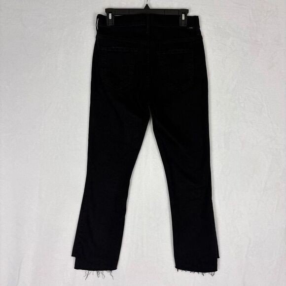 Mother High Waisted Black Insider Crop Step Fray Jeans Size 29 - Picture 8 of 14